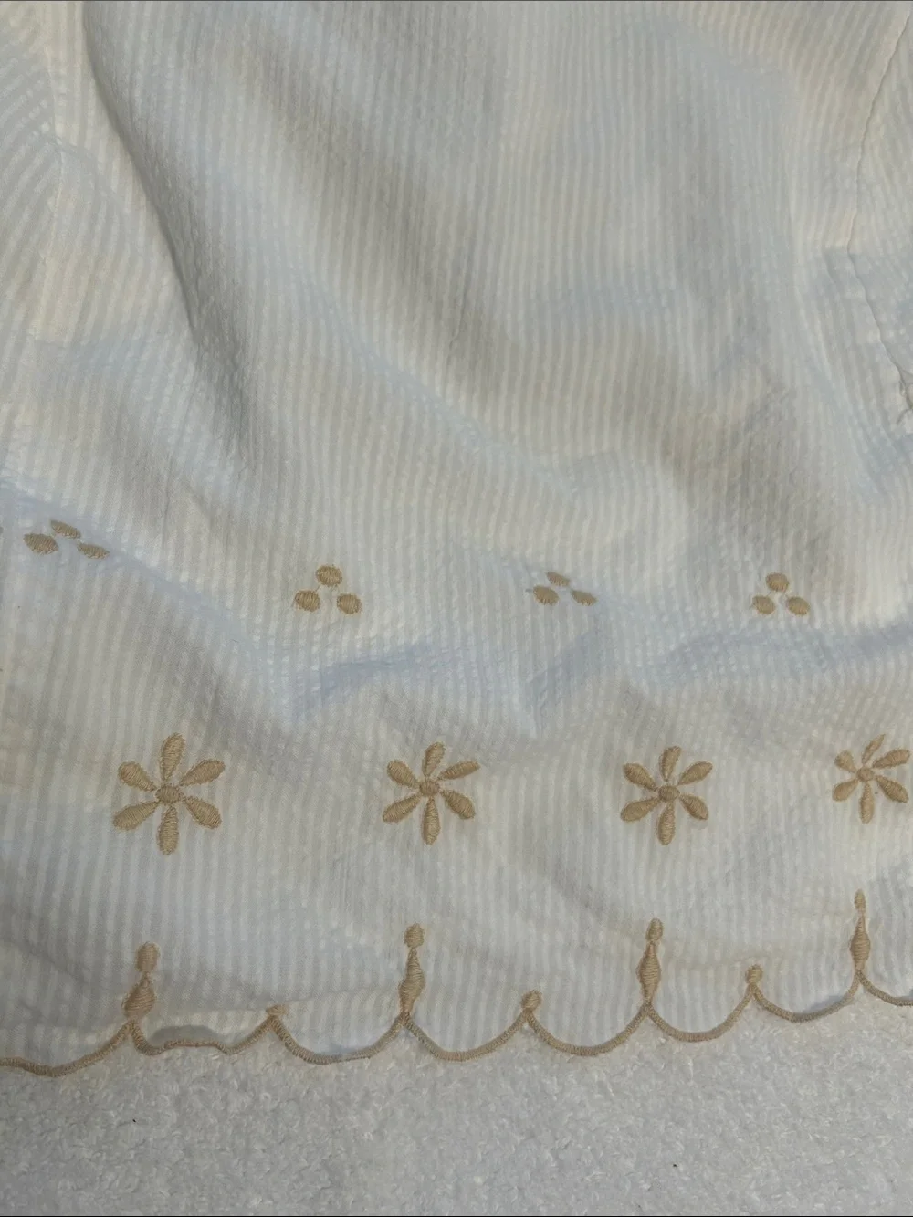 Free People Large Top Kayla Solid Embroidered Top Ivory Combo 100% Cotton Lined